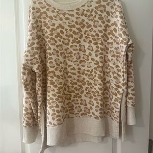 aerie Beige and Light Pink Leopard Crewneck Sweatshirt